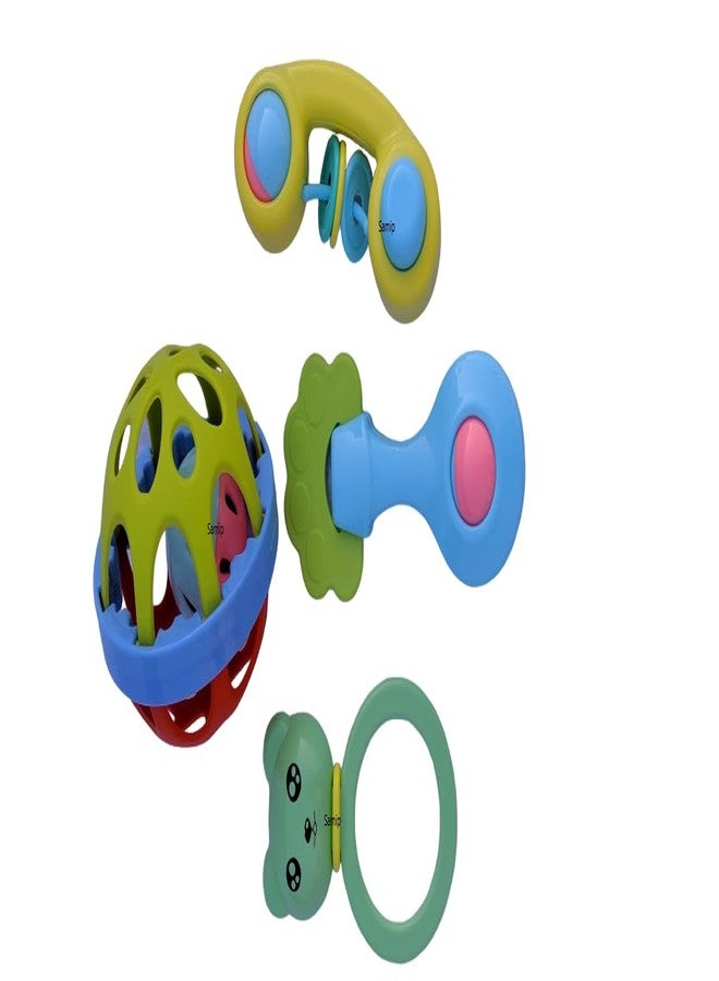 Samip Premium 4 pcs Rattle Ball Toys Combo for Babies Non-Toxic Plastic Colourful Lovely Attractive Baby Rattle for Infant Products (Multicolour) - Image 1